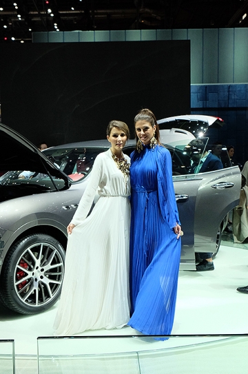 New Maserati Levante 4x4 debuted at Geneva. The models' dresses covered their Wellington boots