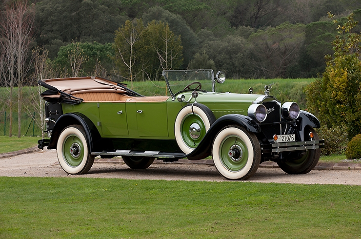Bonhams' 1926 Packard Eight tries to hide at the bottom of the garden